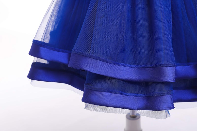 Glamulice Blue Little Girls Dresses Christmas Ruffles Tulle Vintage Bridesmaid Birthday Party Gown Pageant Flower Girl Dress for Wedding Princess Dance Formal Ball Gown Deep Blue Holiday 5 6 - Image 5